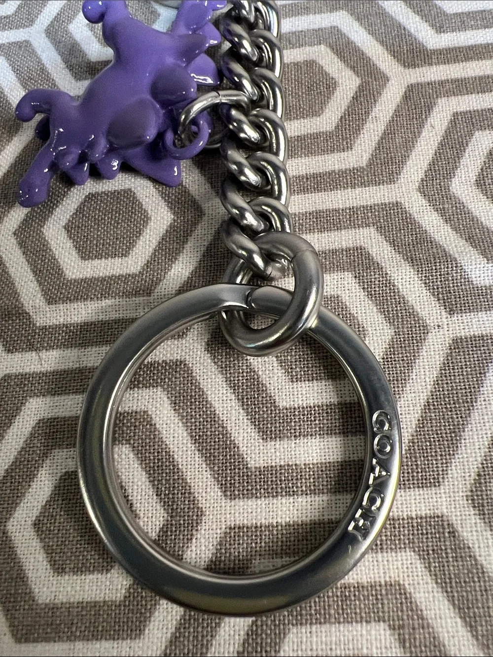 Coach Silver-Tone Charm rainbow heart, black bow, pink dice, silver C, purple